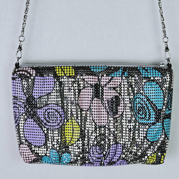 Whiting and Davis Floral Heart Design Reflecting Metal Mesh Convertible Bag NWOT - Picture 5 of 8